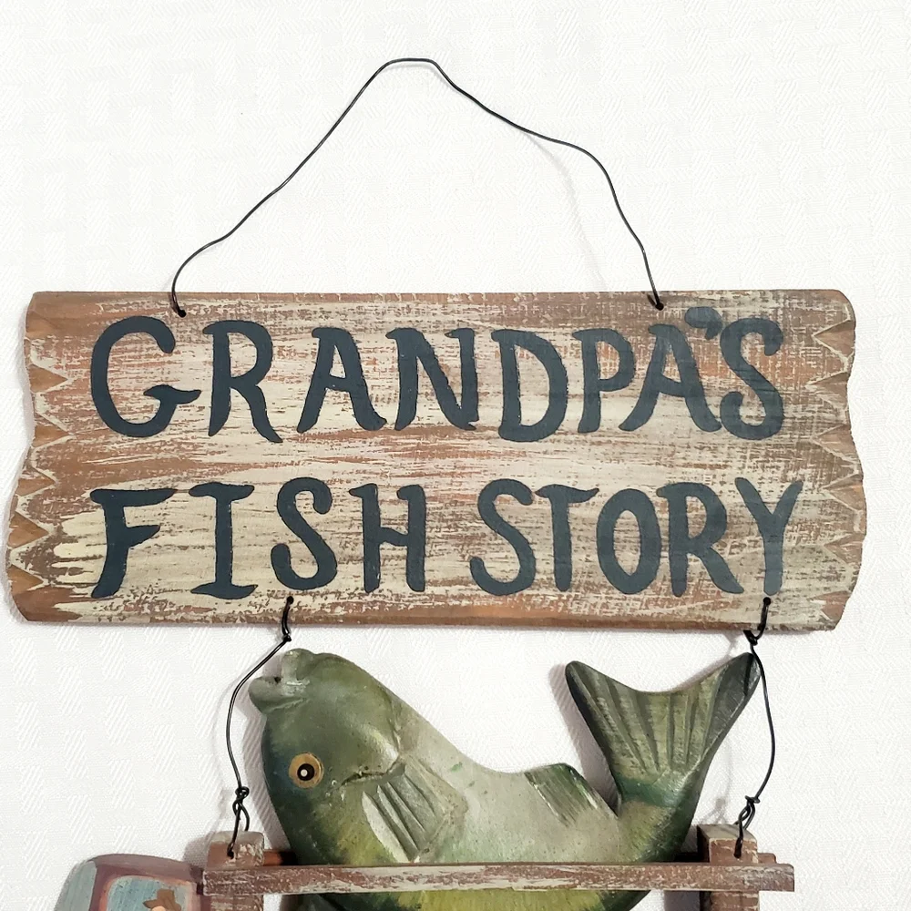 Handcrafted Wood Sign Grandpa's Fish Story. - Picture 5 of 12